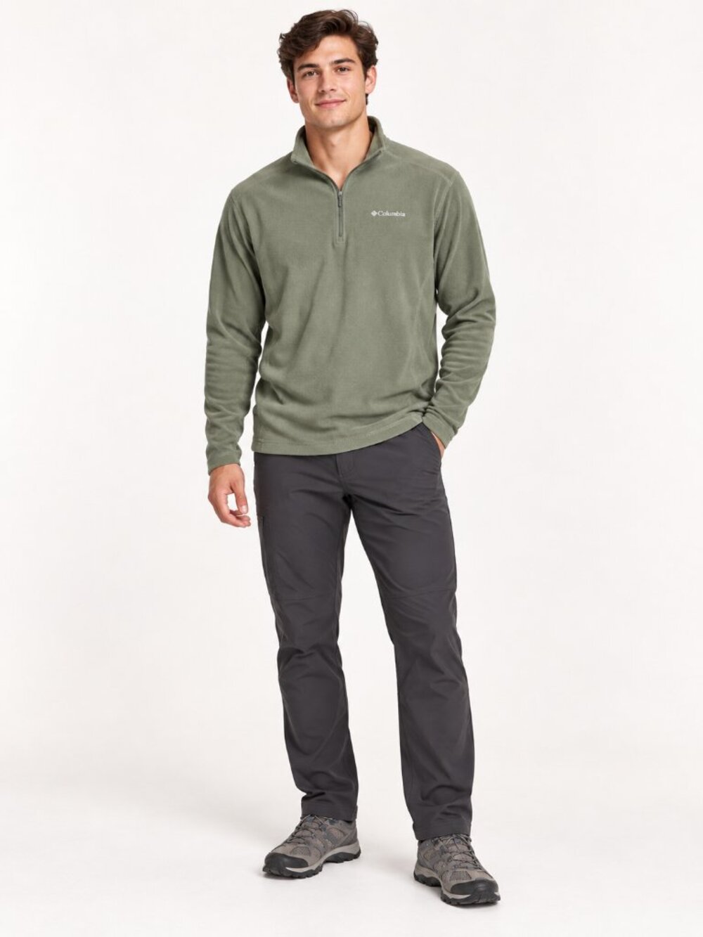 2/$30 Columbia Men's Light Olive Green Half-Zip Fleece Pullover